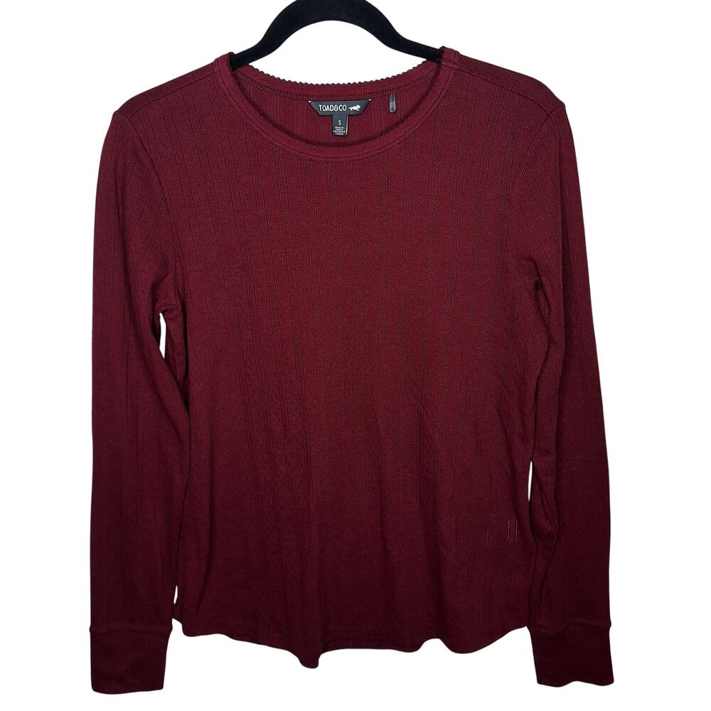 Toad & Co Foothill Pointelle Long Sleeve Crewneck Top S Port Burgundy Outdoor